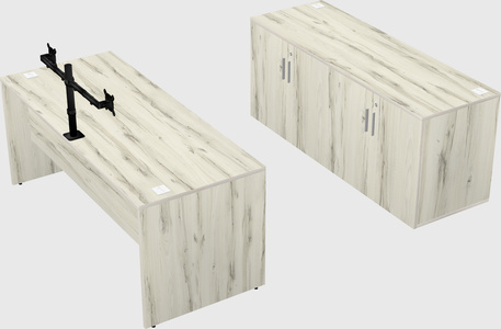 Parallel desk with credenza