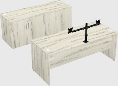 Parallel desk with credenza