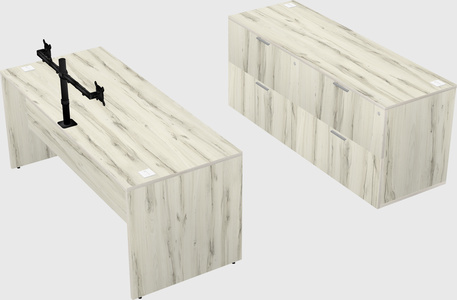 Parallel desk with credenza