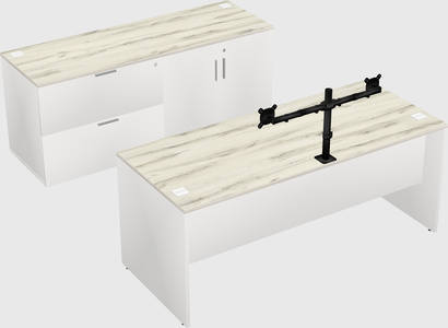 Parallel desk with credenza