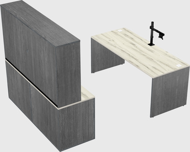 Parallel desk with credenza