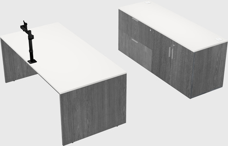 Parallel desk with credenza