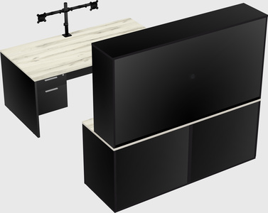 Bureau parallèle avec crédence
