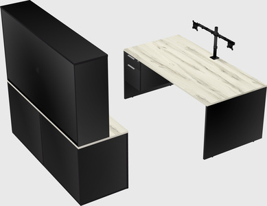 Bureau parallèle avec crédence