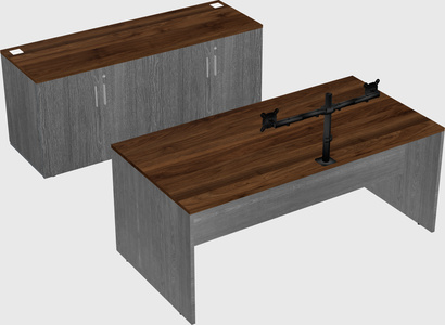 Bureau parallèle avec crédence