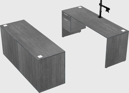 Bureau parallèle avec crédence