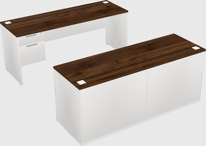 Parallel desk with credenza