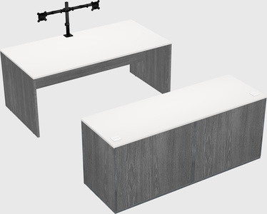 Parallel desk with credenza