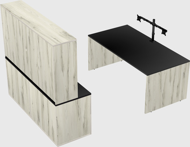 Parallel desk with credenza