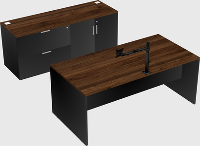 Parallel desk with credenza