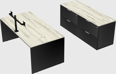 Parallel desk with credenza