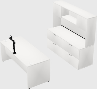 Bureau parallèle avec crédence