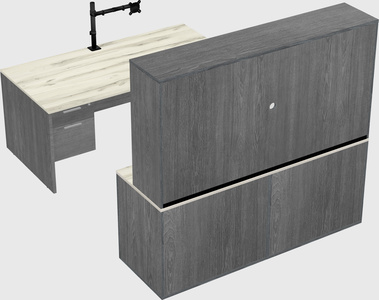 Bureau parallèle avec crédence
