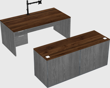 Bureau parallèle avec crédence