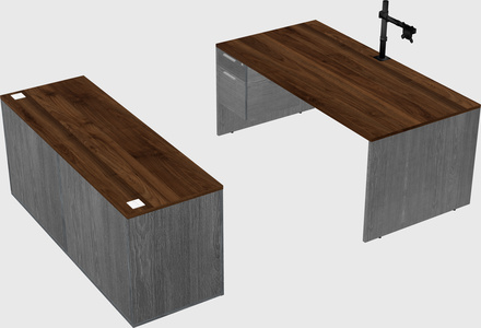 Bureau parallèle avec crédence