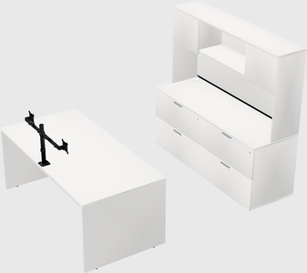 Bureau parallèle avec crédence