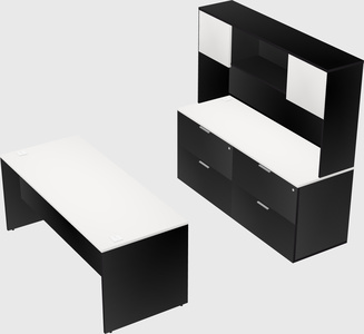 Parallel desk with credenza
