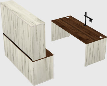 Parallel desk with credenza