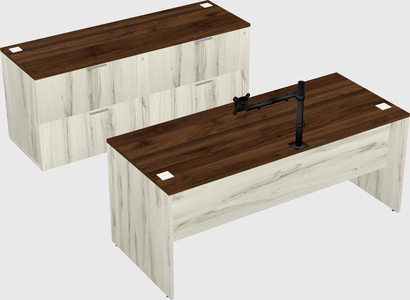 Parallel desk with credenza