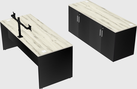 Parallel desk with credenza