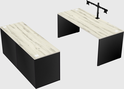 Parallel desk with credenza