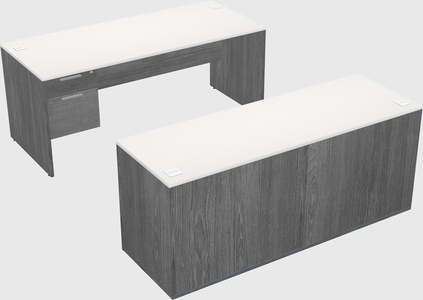 Parallel desk with credenza