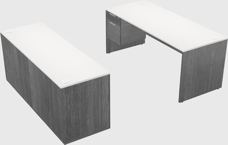 Parallel desk with credenza