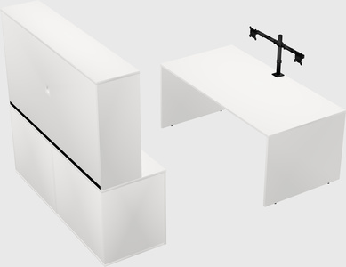 Bureau parallèle avec crédence