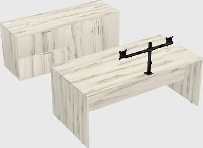 Parallel desk with credenza