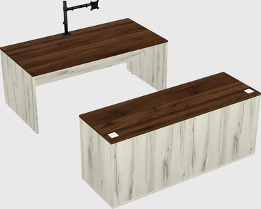 Parallel desk with credenza