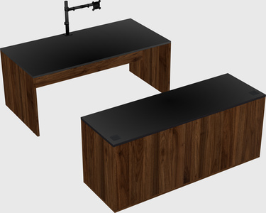 Parallel desk with credenza