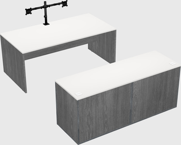 Parallel desk with credenza