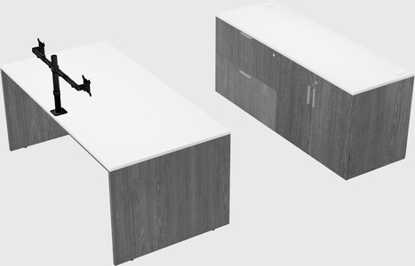 Parallel desk with credenza
