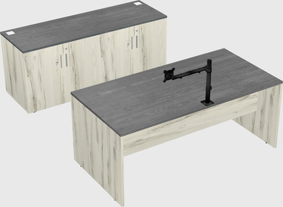 Parallel desk with credenza