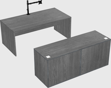 Parallel desk with credenza
