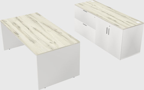 Parallel desk with credenza