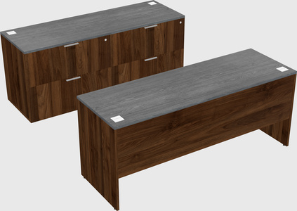 Parallel desk with credenza
