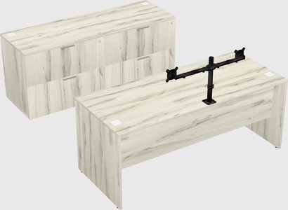 Parallel desk with credenza