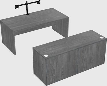 Bureau parallèle avec crédence