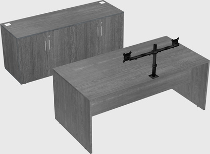 Bureau parallèle avec crédence