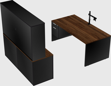 Bureau parallèle avec crédence