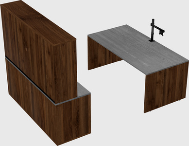 Parallel desk with credenza