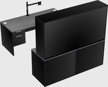 Parallel desk with credenza