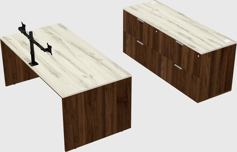 Parallel desk with credenza