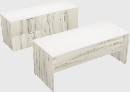 Parallel desk with credenza