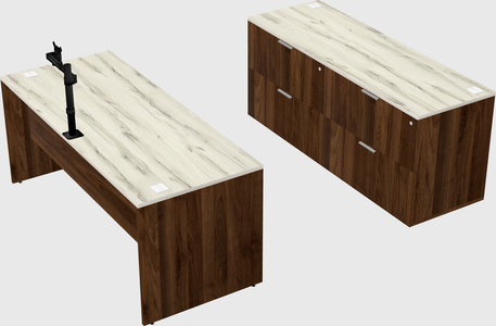 Parallel desk with credenza