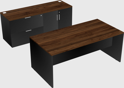 Parallel desk with credenza
