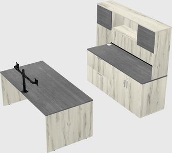 Parallel desk with credenza