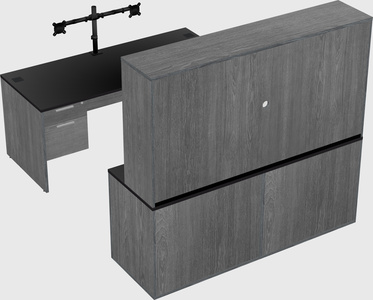 Parallel desk with credenza