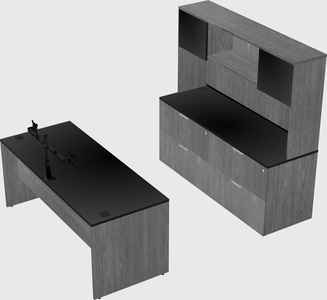 Parallel desk with credenza